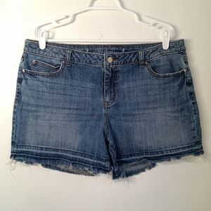 3/$18 Plus 16 JLO Jennifer Lopez Jean Shorts Washed Frayed Blue Denim